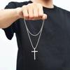 Collier pendentif croix en acier inoxydable pour hommes femmes Bijoux minimalistes Colliers masculins féminins Chaîne de pull argentée