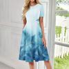 Women's Fashionable Print Round Neck Loose Short Sleeved Pocket Pullover Dress