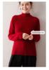 Women's 100% Pure Cashmere Semi-High Neck Sweater: Autumn/Winter 2026 Loose Knit Base Layer with Rolled Hem