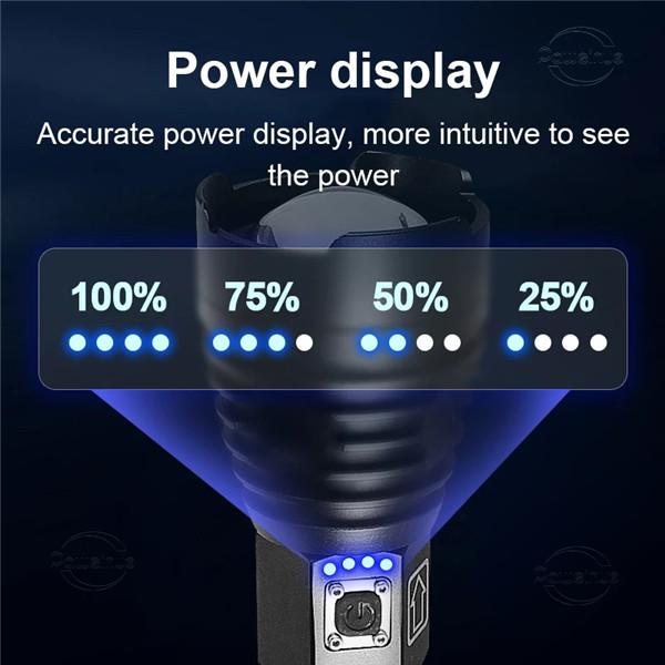 Outdoor Waterproof Led Flashlight Powerful Rechargeable Flashlight 26650 Bright Light Lamp Camping Hand Light USB Flash Lamp