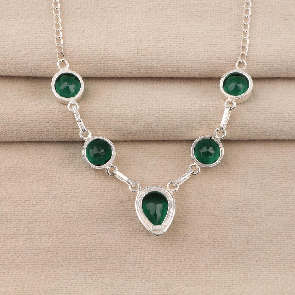 Chrome Diopside Gemstone 925 Sterling Silver Handmade Jewelry Partywear 16-18" For Wife RN-3-15