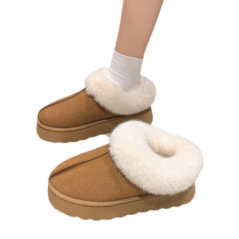 European and American Large-size Autumn and Winter New Thickened Warm Snow Boots for Women with Thick Soles and One Pedal of Fluffy Boots