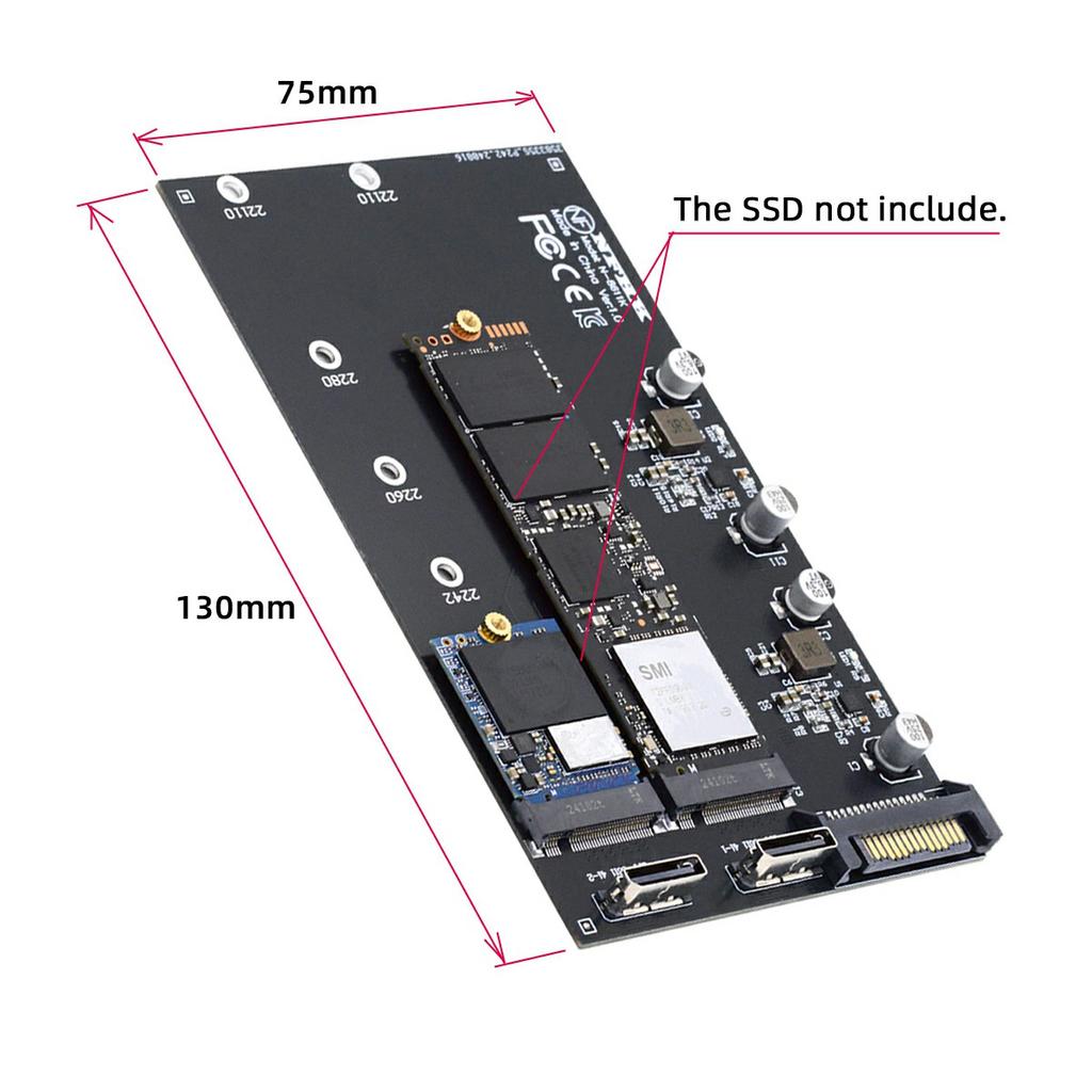 SF-046-2P Dual Oculink SFF-8612 4X To Dual NVME 110mm Adapter Card for Mainboard/Pcie SSD Connection