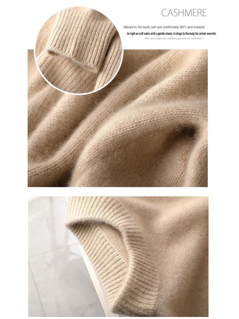 Herren 100% Wolle Rundhals-Pullover - Casual Business, Dickstrick, Herbst/Winter Vielseitig.