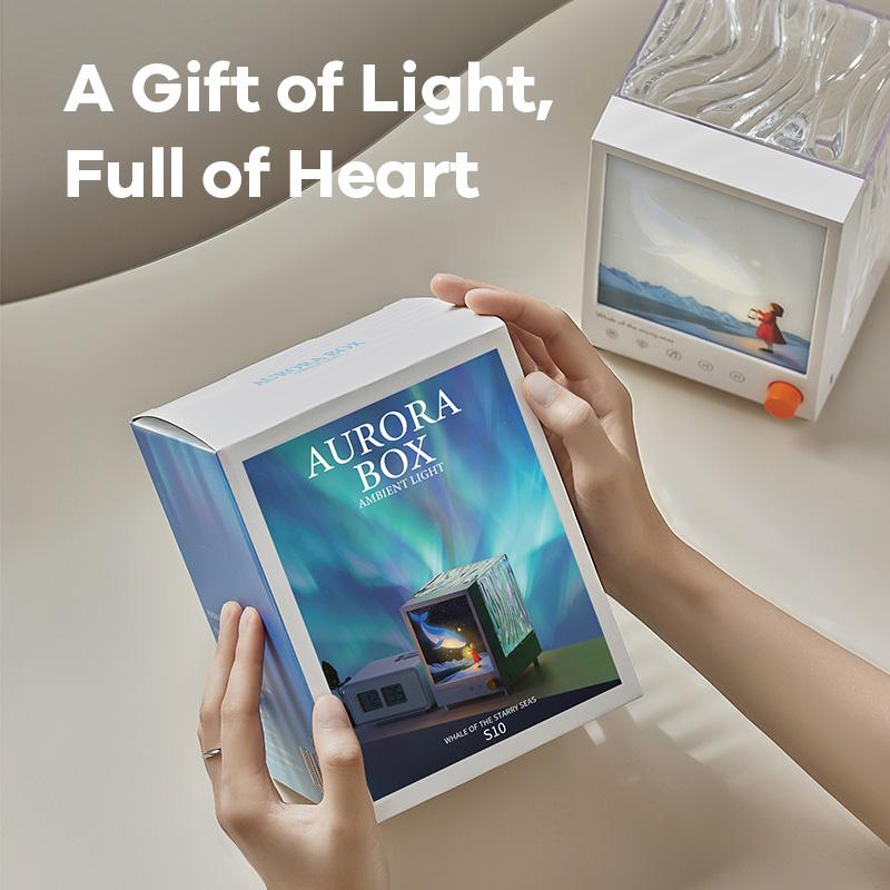 Aurora Projector Table Night Light With 3D Surround Sound Bluetooth Speaker White Noise Table Decoration Lamp For Christmas Gift
