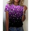 Luxurious Golden 3D Printed T-shirt for Ladies, Fashionable Summer Large-sized Loose Clothing