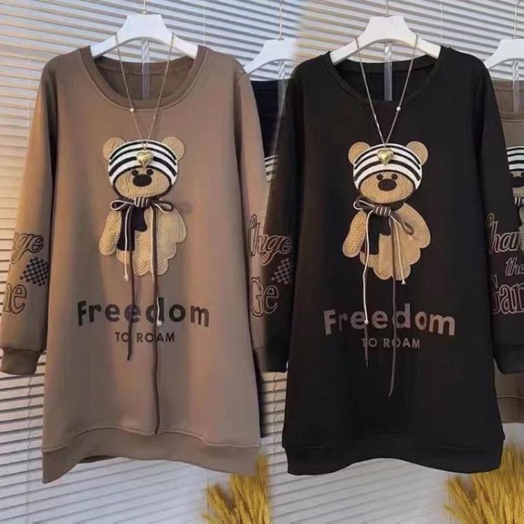 

Winter Oversized Fleece Sweatshirt for Women Thickened Loose Bear Pullover Long Sleeve Casual Top S дубильная кора