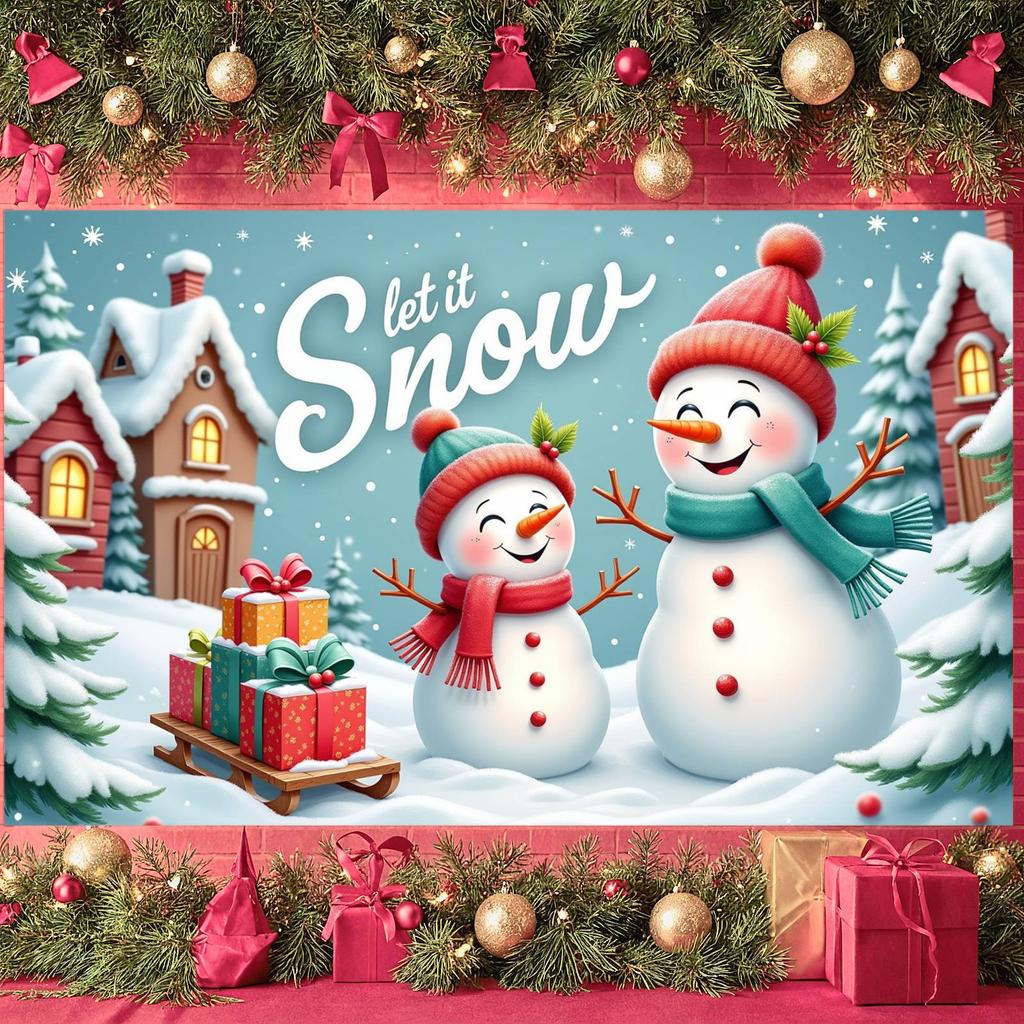 Winter Banner Winter Christmas Banner Snowman Banner Snowman Theme For Family Gathering Home Party Snow Day Party