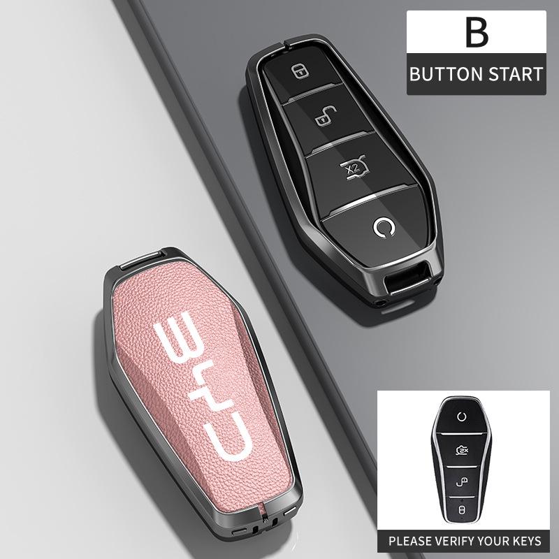 BYD Han Key Cover - Compatible with BYD Qin Pro, Song Max New Energy, Tang, and Song Plus Cars, Features Metal Shell and Bag Buckle.