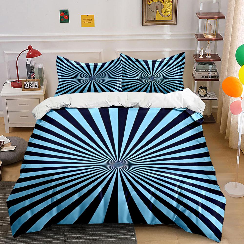 Radiating Blue Striped Pattern. Bedding Sets Duvet Cover Sets Duvet Covers Pillowcases(1* Duvet Cover 2* Pillowcases Without Duvet Insert)