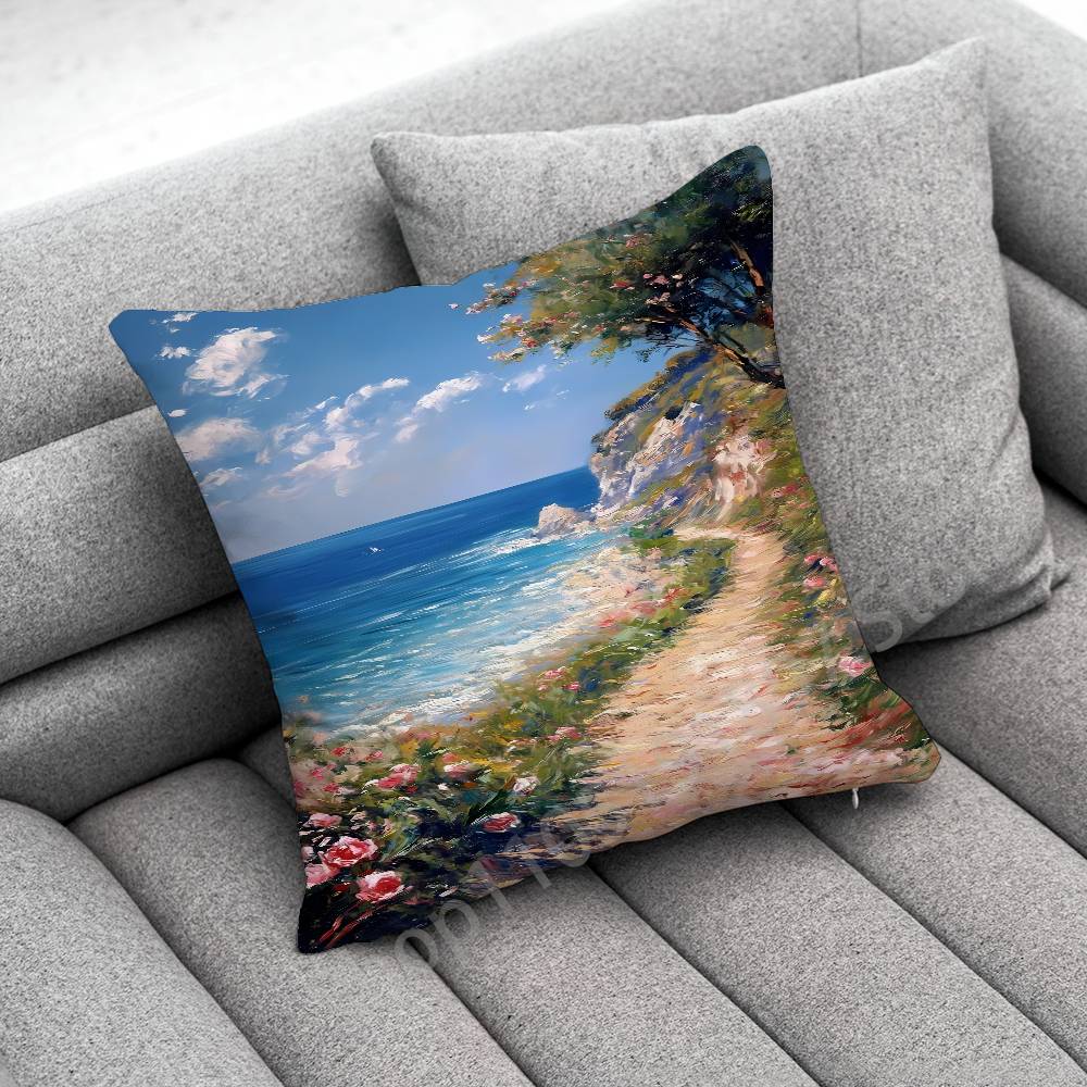 C-Claude Monet Garden Paint Throw Pillow Case For 55x55cm 40x40cm 45x45cm 50x50cm 30x30cm Square Office Pillowship Cover