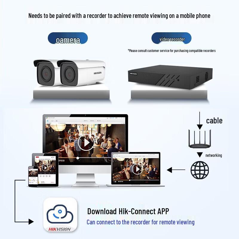 HIKVISION 8MP 4K PoE Dual-Light Full-Color Night Vision Surveillance Camera CN plug (adapter included)