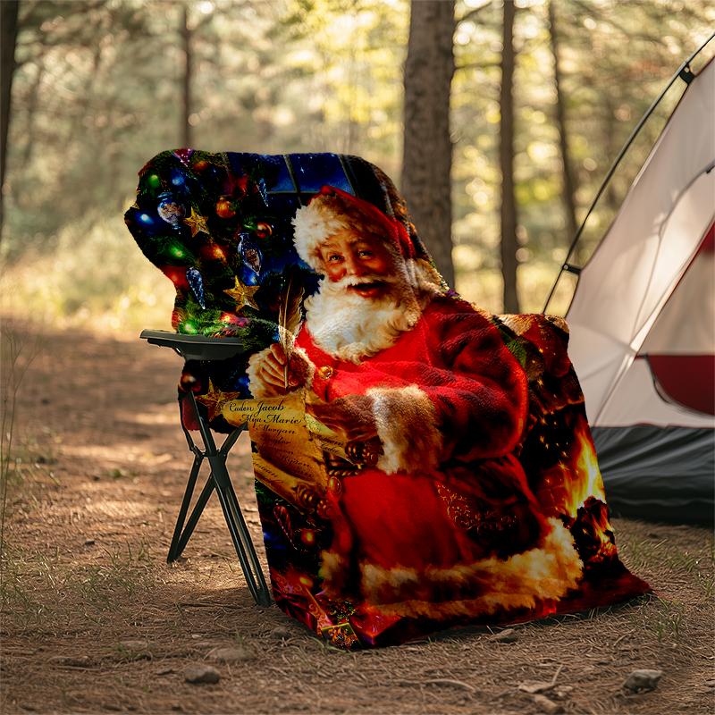 Christmas Santa Claus Theme Printed Blanket - Perfect for Couch, Bed, Travel & Outdoor Use | Machine Washable, Cozy & Durable.
