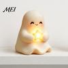 Autumn Seasonal Home Decor Halloween Cute Light Up Ghost Decoration, Small Statue Night Light, LED for Kids Room Resin Table Decoration Indoor,