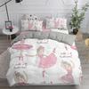 Carino Set Biancheria da Letto Principessa Ballerina Bambine Bambini 3 Pezzi Copripiumino Rosa Regalo di Compleanno per Bambine Decorazione Camera da Letto Misura Queen