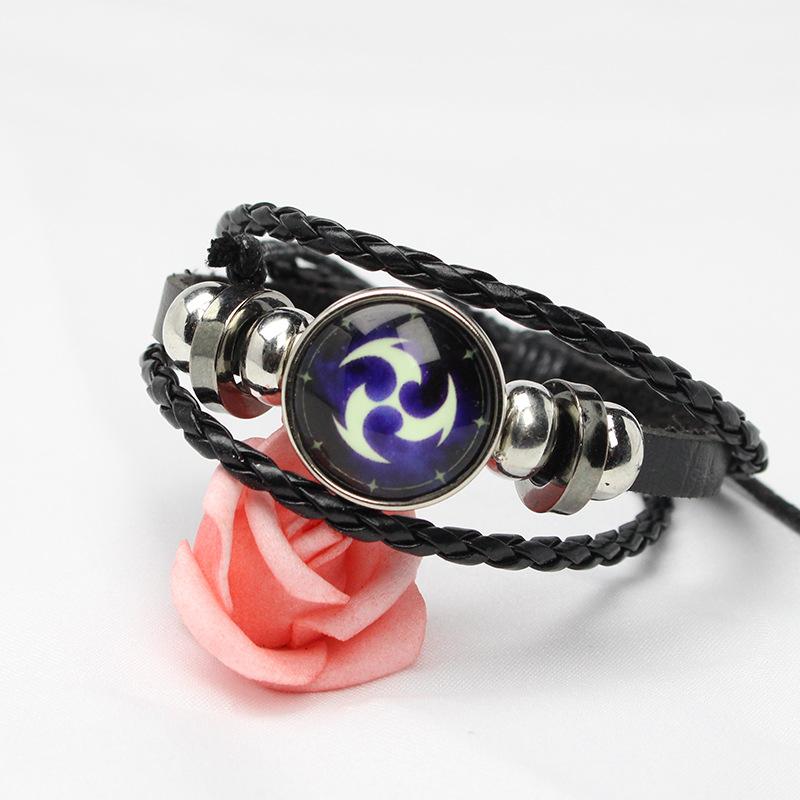 Genshin Impact Element Eye Braided Leather Bracelet, Adjustable Anime Wristband for Fans