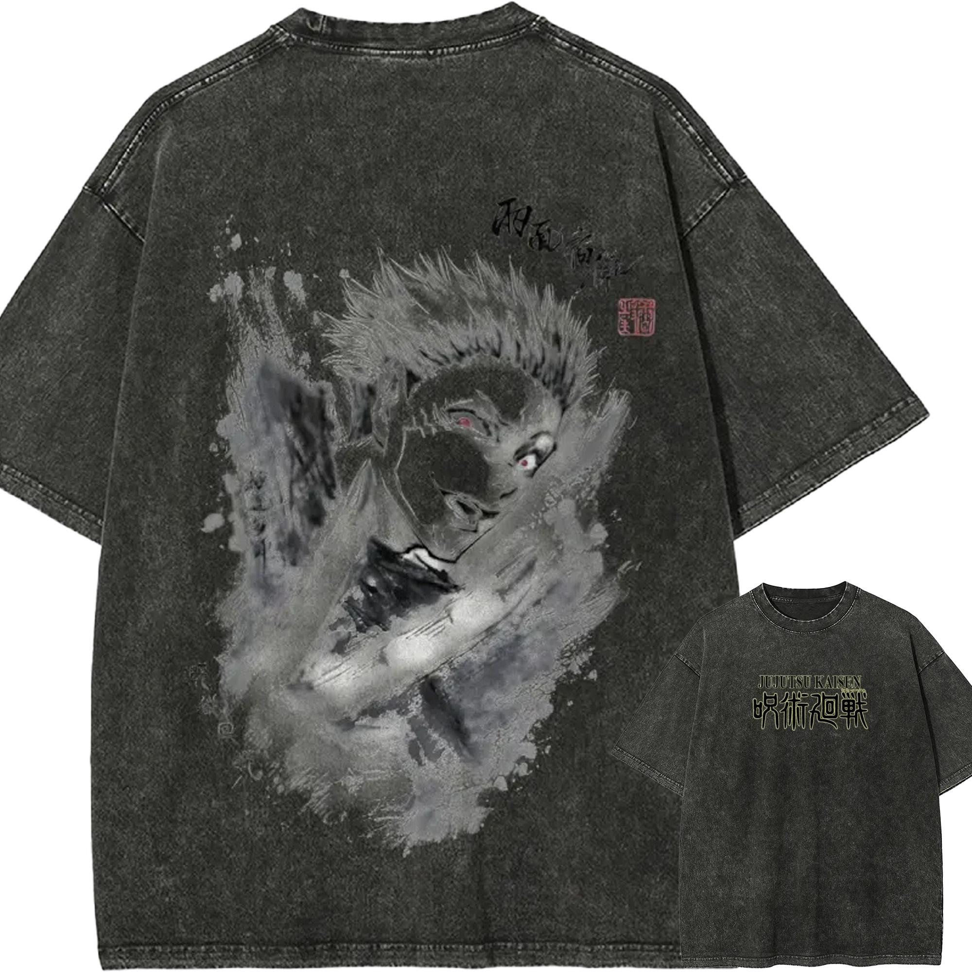 

Yuji Itadori Sukuna T-shirt Jujutsu Kaisen Ink Art T Vintage Washed Oversized Retro Anime Harajuku Men Streetwear Graphic Clothe M