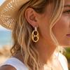 Doppelkreise Creolen für Damen Edelstahl 14K Gold Klobige Ovale Ohrringe Clean Girl Schmuck