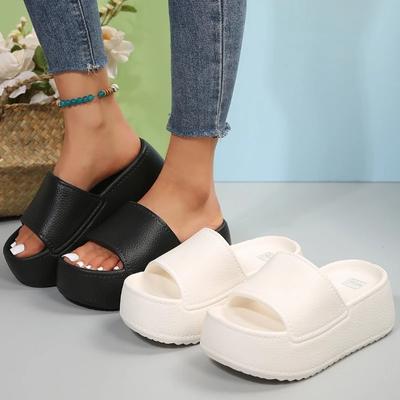 Plateauschoenen Dames Mode PU Leer Wedge Slippers Dames Zomer Zachte Zool Eva Binnensandalen Slides Dames Zapatos De Mujer