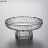 Tall Feet Glass Fruit Plate Round Fruit Snack Plate Salad Bowl Dessert Cake Pan Decorative Plates Display Stand Refreshment Tray