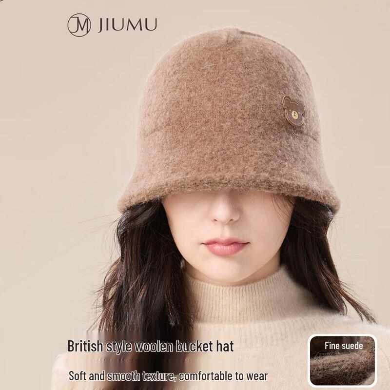 JIUMU Women s Warm Wool Bucket Hat One Size