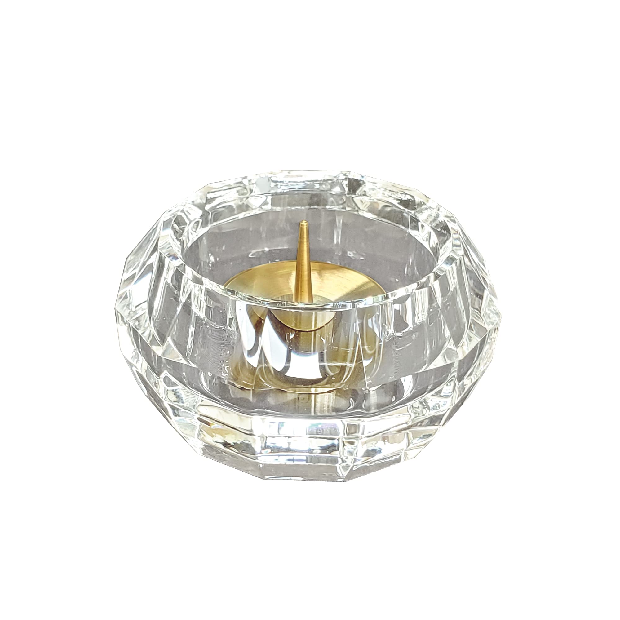 

Crown Buddhist Altar Candle Holder, 2.5 inches, Clear Crystal, Stylish, Modern Buddhist Altar Accessories