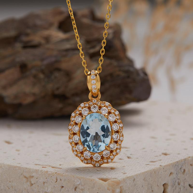 S925 Sterling Silver Natural Amethyst Citrine Topaz Colored Treasure Necklace Women'S Light Luxury Fashion Sense