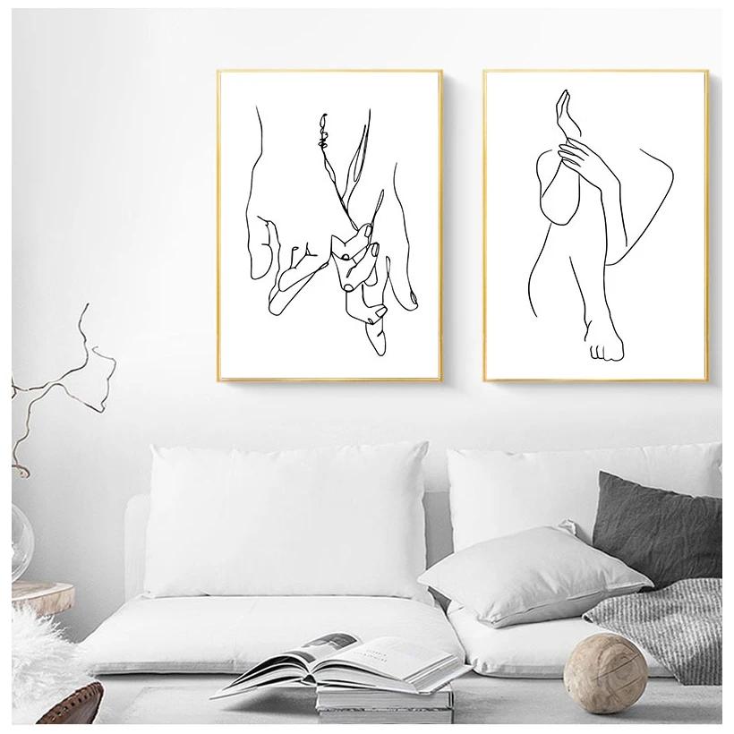 Abstract Minimalist Sexy Line Woman Wall Art Canvas Painting Nordic Posters And Prints Wall Pictures For Living Room Home Decor