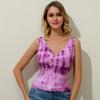 Women Summer Deep V-neck Sleeveless Tie Dye Printing Plus Size Casual Tank Top