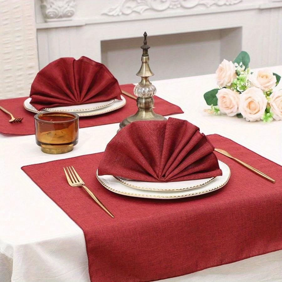 Elegant Set Beige Polyester Blend Napkins - 18x18 Inches Square, Soft and Durable, Ideal for Weddings, Parties, and Fine Dining Events