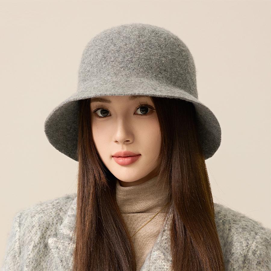 

Женская шерстяная шляпа рыбака, однотонная шляпа-ведро, теплая шляпа для отдыха на природе серый