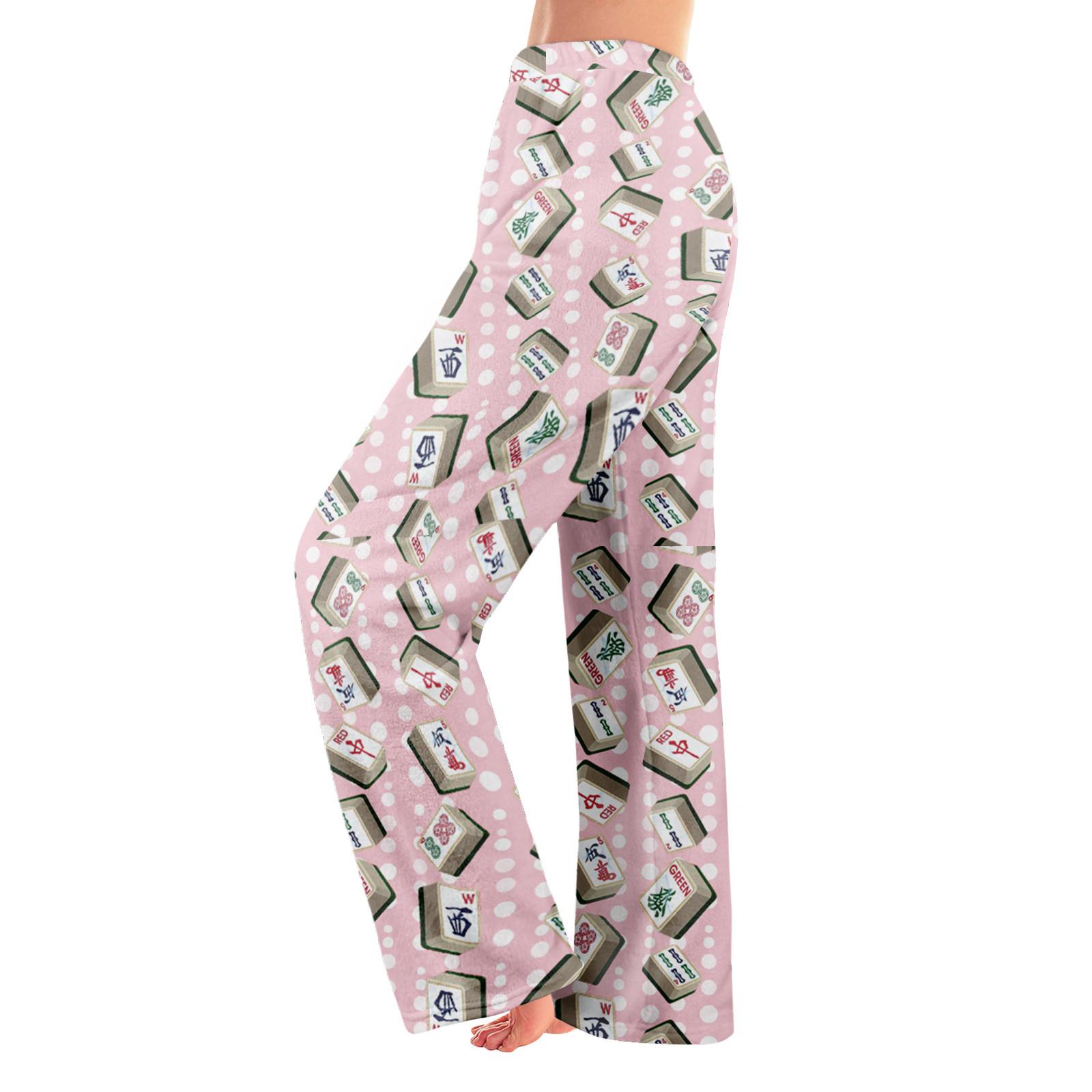 

Пижамные штаны в стиле аниме, повседневные брюки с эластичной резинкой на талии, удобные прямые свободные брюки для йоги M винный