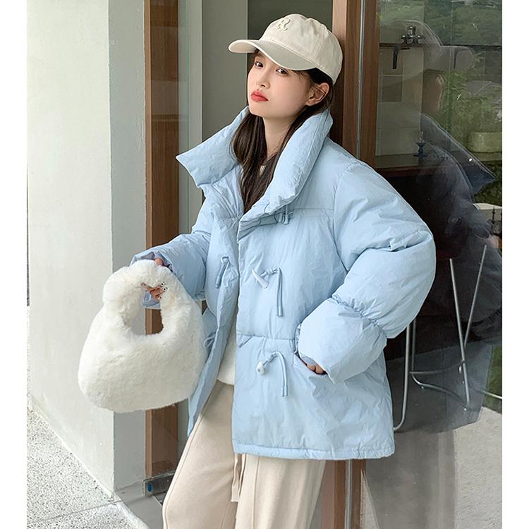 Korean Loose Cotton Bread Coat  for Women Horn Button Warm Clothes