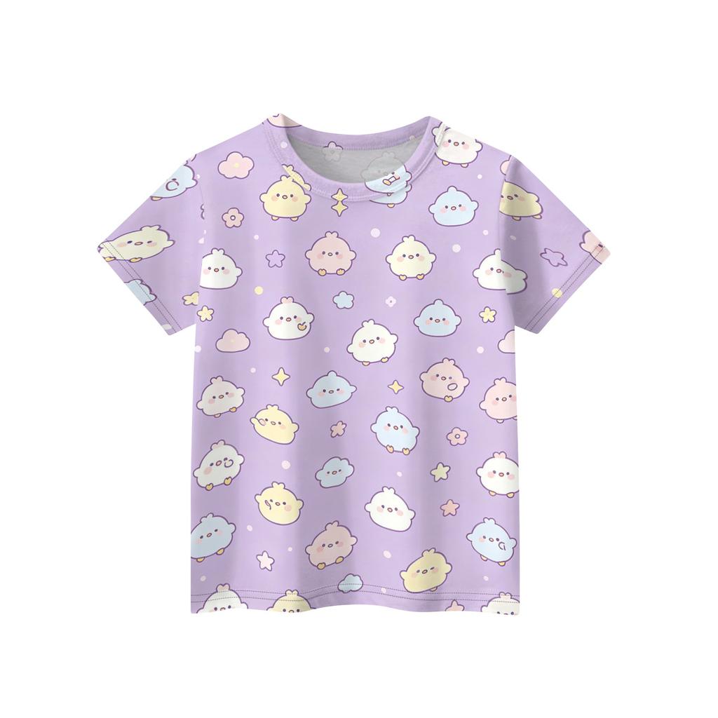 Kids Animal Print Crew Neck Short Sleeve Casual Loose Fit T Shirt Top Comfortable Soft Fabric Suitable for Everyday Wear