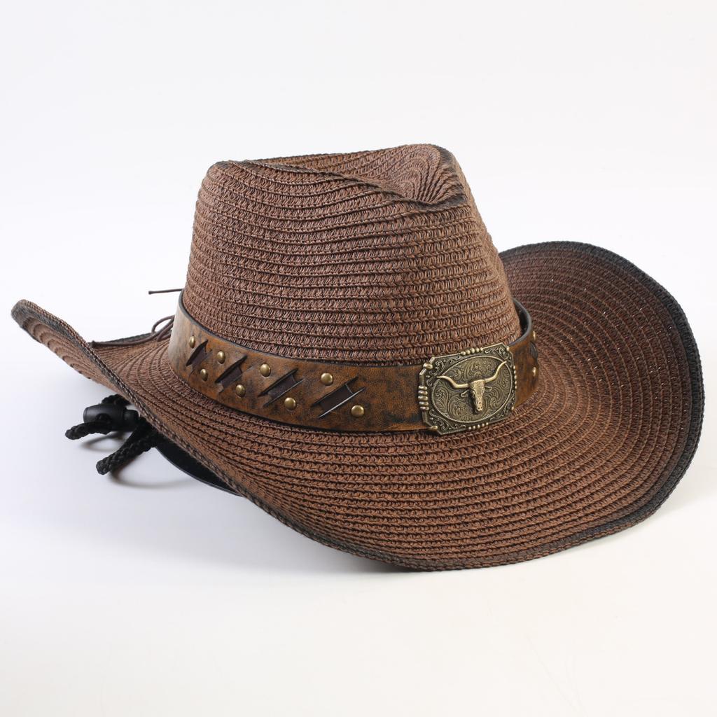 Beliebter Europäischer und Amerikanischer Western Cowboy Strohhut Damen- und Herrenmode Sonnenschutz Strohhut Outdoor Western Cowboyhut