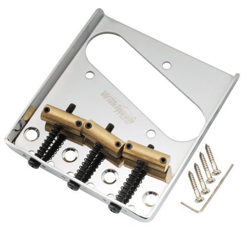Wilkinson WOT01 10.8mm Vintage Telecaster Bridge with Brass 3-Way Saddles for TL Electric Guitars, Chrome