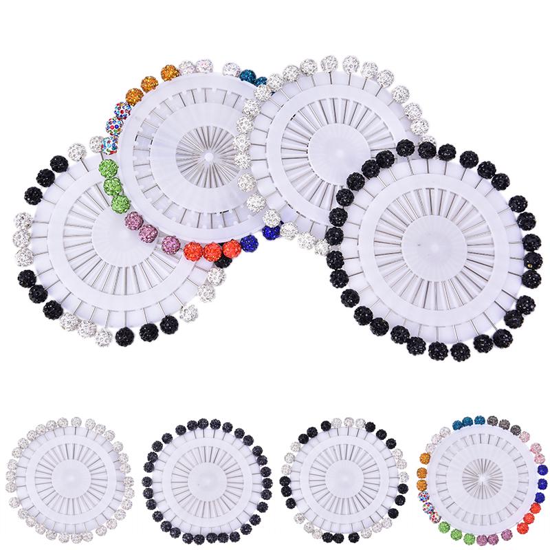 30Pcs Safety Pin Muslim Hijab Scarf Pin  Ball Brooch Straight Head Pin