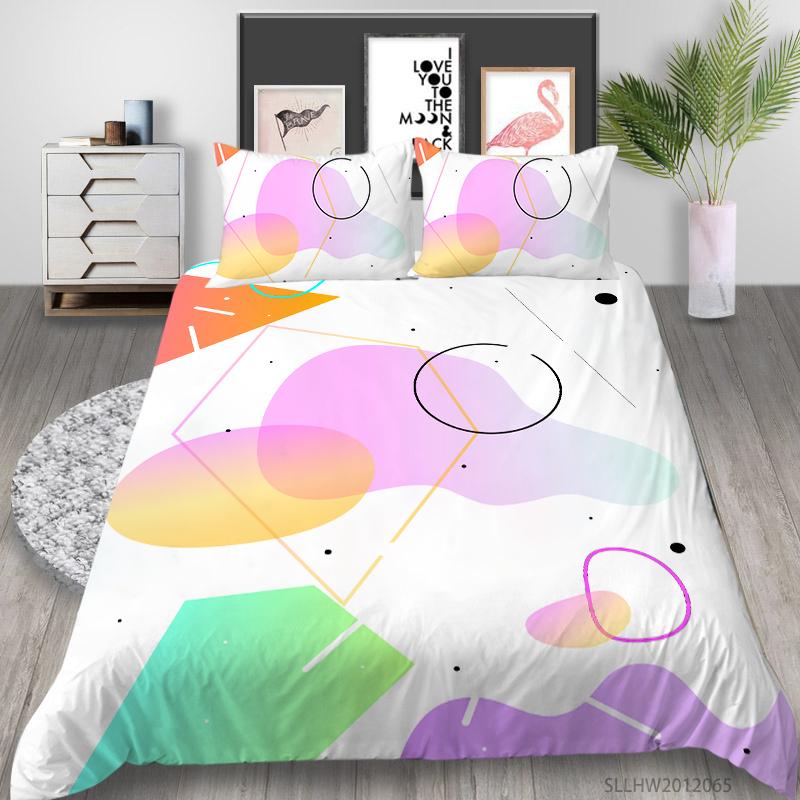 3D Graphic Bedding Colorful Pattern Duvet Cover and Pillowcase 2 or 3 Pieces of Microfiber Fabric with Zipper Washable Super Soft Home Decoration