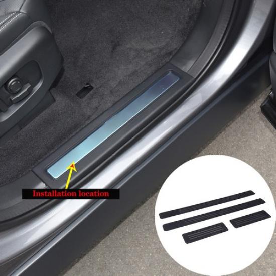 Black Steel Inner Door Sill Strip Trim For Land Rover Discovery 5 LR5 2017-22