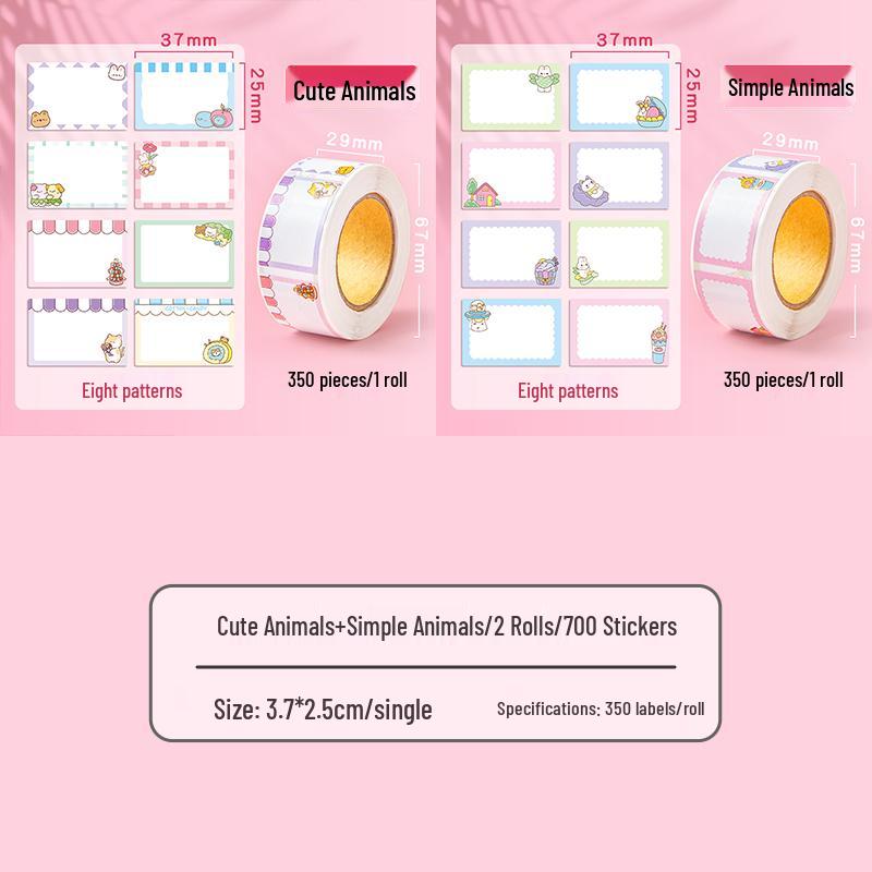 Cartoon Writable Name & Classification Stickers - Self-Adhesive Memo Strips