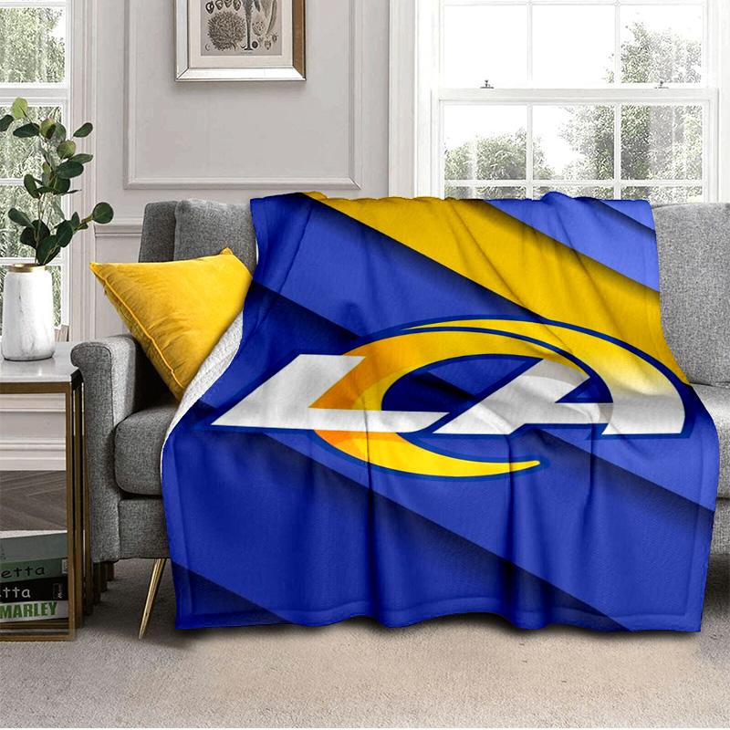 Rams Team Spirit Printed Throws Blanket Soft Flannel Blankets for Couch Bed Gifts for Men Women Picnic Blanket Christmas Gifts