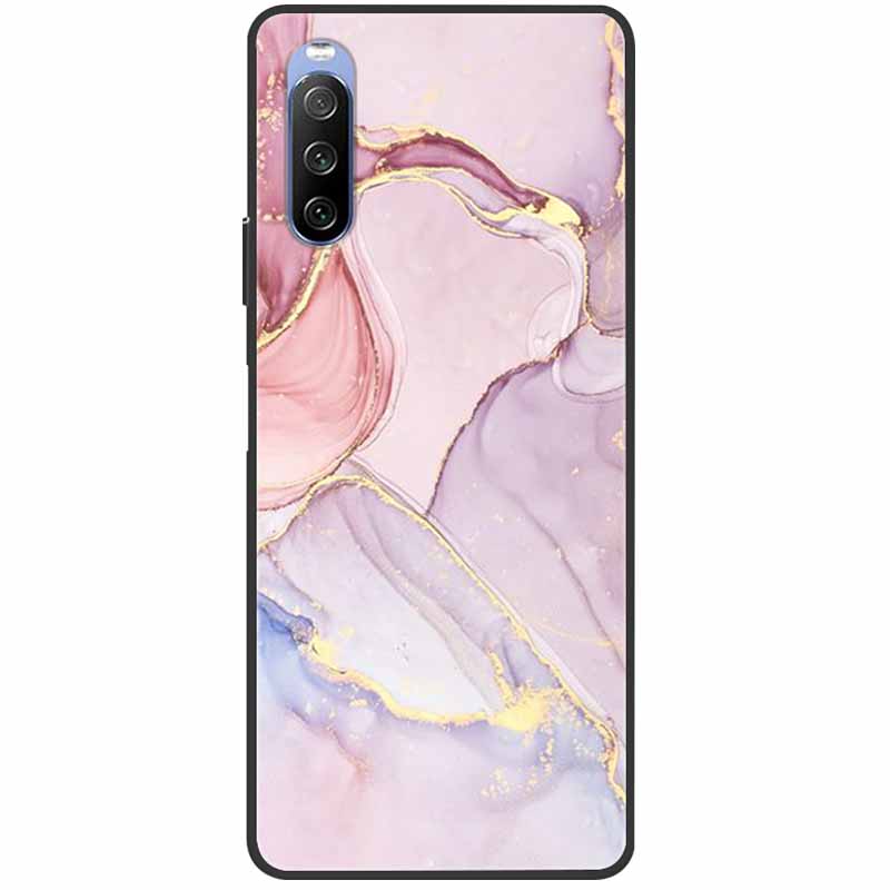 Soft Cover For Sony Xperia 10 III Case 5 III Soft Silicone Black Cases for Sony Xperia 1 III / Xperia1 XZ4 Covers Cool Marble