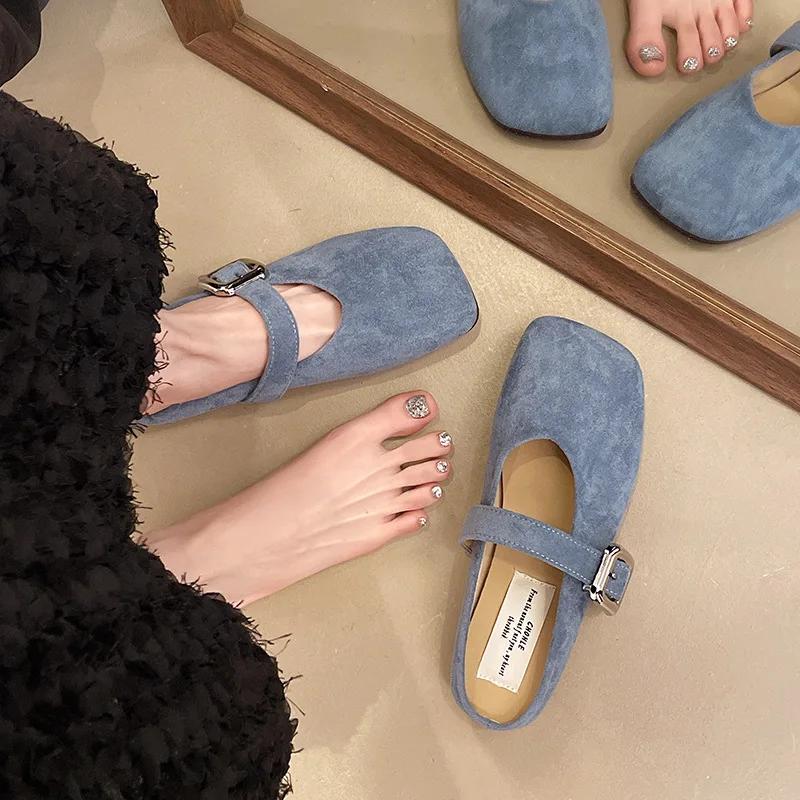 Famous Brand Spring Retro Single Shoes Comfortable Rubber Bottom Ladies Sandals Wider Toe Box Ballerina Slippers Style