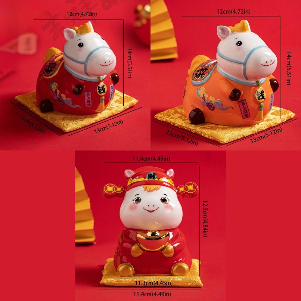 Ceramic Material Ceramic Horse Ornaments Horse Design Figurine Style Piggy Bank Piggy Bank Function Zodiac Theme New Year Gifts