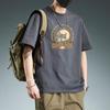 Men's Short-Sleeve Cotton Loose Print Round Neck Tee