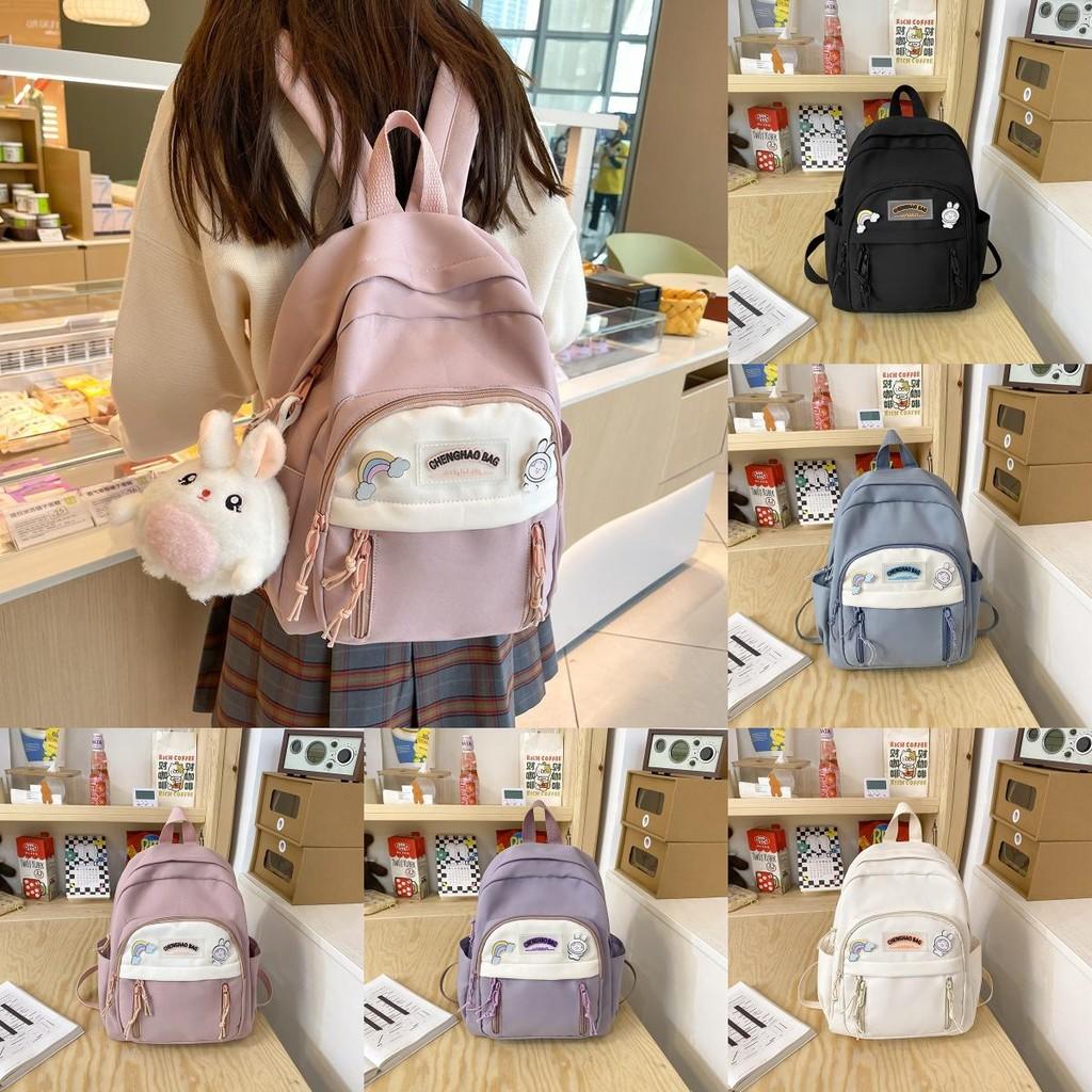 Blocked Simple Color Letter Decoration For Student Casual Backpacks For Daily