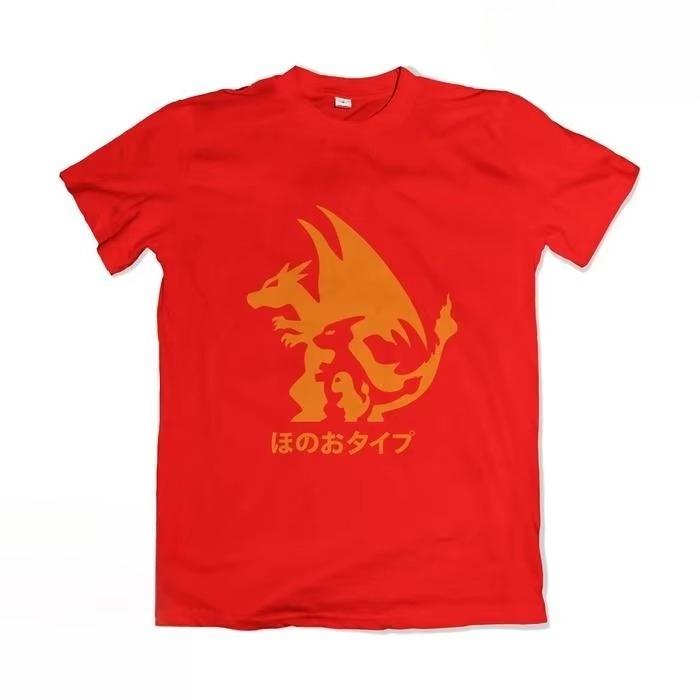Miniso Letní Anime Tričko Charizard Bavlna Tištěné Pánské Dámské Harajuku Volné Ležérní Univerzální Krátký Rukáv Top