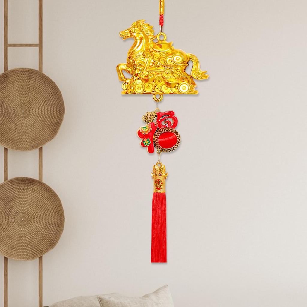 Chinese Year Decoration Golden Horse Pendant Wall Hanging Ornament for Living Room
