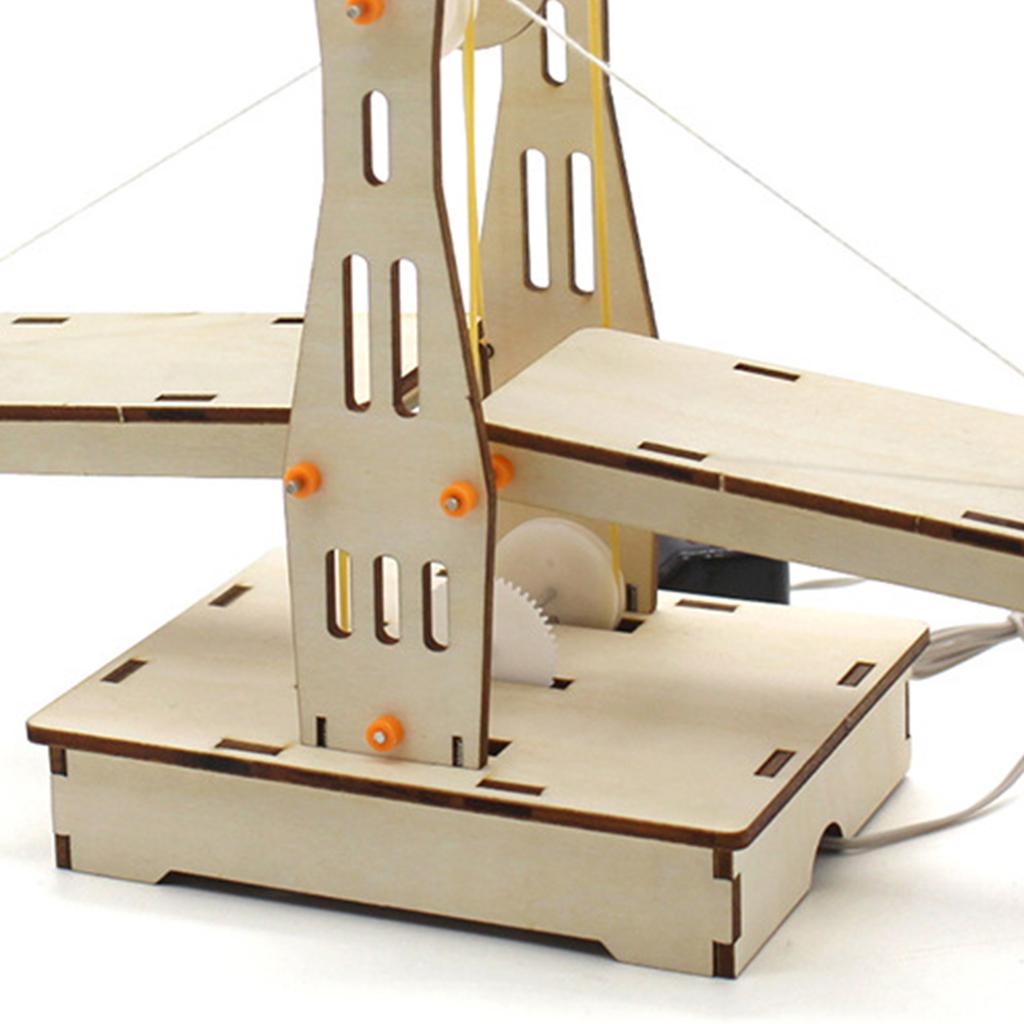 Suspension Bridge Model Wooden Puzzle Drawbridge DIY Lifting Bridge Toy for Kids Experiment Invention