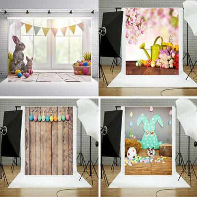 Easter Party Background Photography Backdrop Rabbit Colored Eggs  Baby Photographic Photo Studio Props
